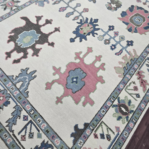 Oushak de lana anudada a mano de alta calidad, Alfombra de estilo nudo turco de 5x8 pies, alfombra con patrón abstracto para dormitorio, decoración del hogar, oración - Product Image 1