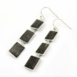 Pendientes de estilo de gancho de piedras preciosas de piedra negra solar Natural múltiple, joyería Bohemia, Pendientes colgantes chapados en plata de ley 925, pares para niñas - Product Image 1