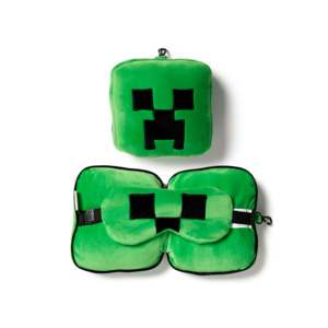 Minecraft Relaxeazzz Portable Creeper Travel Pillow Eye Mask Custom Logo PVC Cotton for <b>Head</b> <b>Massaging</b> Air-Filled Neck Pillow - Product Image 1