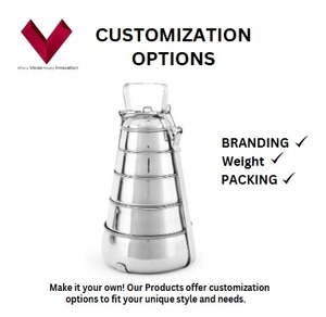 Boîte Tiffin en acier inoxydable à 5 compartiments style pyramide indien Tiffin porte-déjeuner boîtes à bento alimentaires pour bébés - Product Image 3