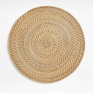 Handmade Round <b>Rattan</b> Placemat Natural Hyacinth Wicker Mat Farmhouse Bohemian Circle Woven Heat Resistant Modern Design - Product Image 1
