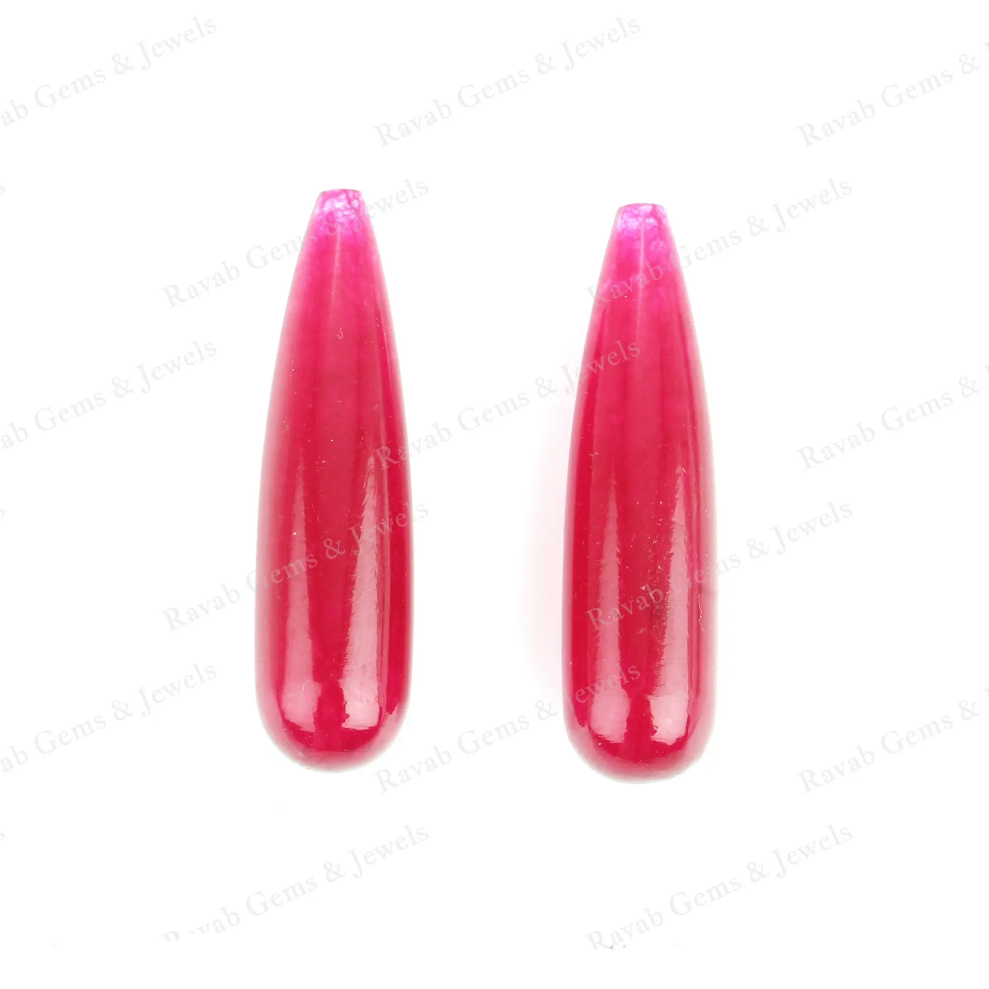 Top bán đẹp 9x30mm mịn thả hình dạng briolette sáng bóng màu hồng ngọc thủy thạch anh hiệu chỉnh lỏng đá quý cho Bông tai