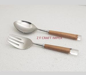 Laiton Incrustation Deux Couleurs Résine Joint Poignée Or Plaqué En Acier Inoxydable Salade Cuillères De Service Nouveaux Outils De Conception Tendance Serveur De Salade - Product Image 2