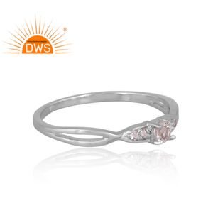 Anillo apilable de piedras preciosas de topacio blanco Natural de plata de ley más vendido Fabricante de joyería personalizada - Product Image 3