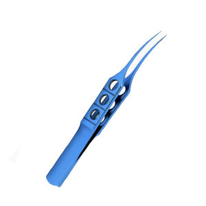 Pince pour les yeux de qualité supérieure 0.12mm pince à attacher coudée titane bleu enduit acier inoxydable pince à épiler chirurgicale pour les yeux - Product Image 2