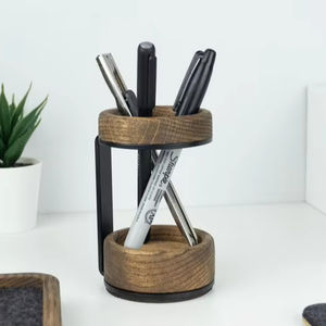 Elegante y moderno soporte de bolígrafo de madera hecho a mano India organizador de madera pulida hogar Oficina regalo artesanías naturales elegante Portalápices para - Product Image 1