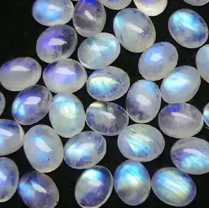 Cabochão de pedra da lua arco-íris natural azul para fogo elétrico, lote de todos os tamanhos, cabochão de pedra da lua arco-íris branco natural