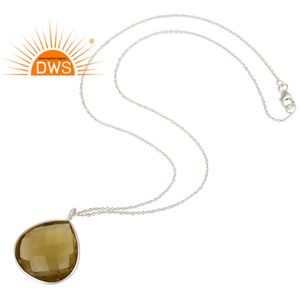 Collier avec pendentif en pierre précieuse de citron et de topaze pour filles, bijoux de styliste, en argent Sterling 925 - Product Image 3