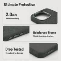 Coque de téléphone portable en Alcantara italien authentique pour iPhone 16, entièrement enveloppante, finition usinée CNC, attraction magnétique, vente en gros