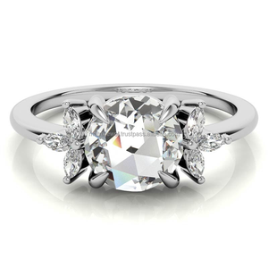 Bague de fiançailles et de mariage en argent sterling 925 massif avec moissanite 2 carats et pavé de diamants, incrustation latérale en forme de poire, pour femme - Product Image 1