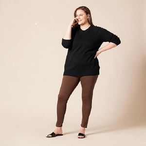 เลกกิ้งผู้หญิงเอวสูงสีน้ำตาลเข้ม ผลิตตามสั่ง เนื้อผ้าถัก ระบายอากาศได้ดี 95% คอตตอน 5% สแปนเด็กซ์ ราคาโรงงานดีที่สุดจากบังกลาเทศ - Product Image 6