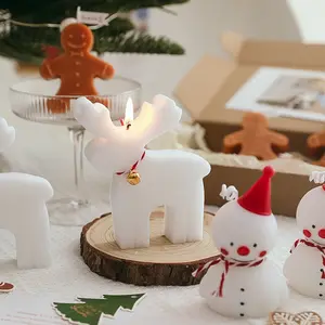 Оптовая продажа, милые Рождественские Ароматические свечи в форме снеговика, лося, подарочные ароматические свечи для ароматерапии, Рождественское украшение