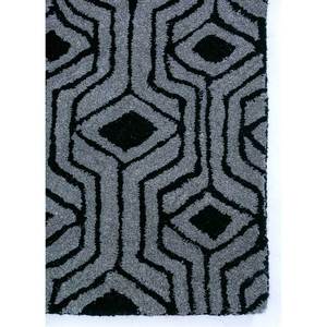 Tapis en laine tufté à la main Imara, géométrique, gris et noir, rectangulaire, pour couloir, tissage plat, viscose et jute, pour usage domestique - Tra-13372 - Product Image 4