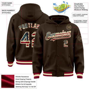 2025 Brow Couleur Varsity Vestes Conception Personnalisée En Gros Collège Baseball Broderie Logo Laine Tissu Varsity Veste pour hommes - Product Image 2