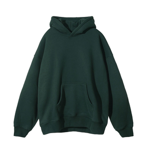 Sweat à capuche en molleton pour homme, coupe classique, long, en coton, à épaules tombantes, grande taille, uni, teint, streetwear, service OEM - Product Image 4