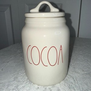 Pot de rangement en céramique pour cacao avec couvercle, récipient hermétique et sûr pour les aliments, organisateur de cuisine durable, rangement élégant pour comptoir - Product Image 1