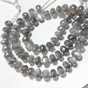 Perles Rondelle à facettes enduites de pierre de lune 9-9.5mm taille perceuse centrale 6 pouces brin mystique pierre de lune couleur grise pour la fabrication de bijoux - Product Image 2