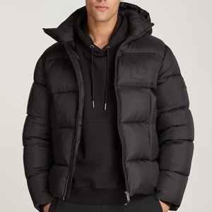 Chaqueta de Plumón con Capucha para Hombre, Abrigo Grueso y Cálido con Cierre Frontal, Cuello Alto, Mangas Acolchadas, Chaquetas de Burbuja para Hombre - Product Image 1