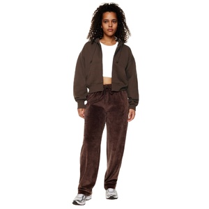 Blank Heavyweight French Terry Full <b>Zip</b> <b>up</b> Women <b>Crop</b> Top Custom Print Emboss Embroidery Logo Distress Cotton Hoodie Set - Product Image 4