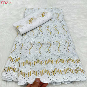 YC65 africain coton dentelle tissu cristal <span class=keywords><strong>coupon</strong></span> Sénégal dentelle brodée en tissu de mariage africain - Product Image 4