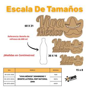 Figurine patriotique en MDF pour la décoration avec la légende « VIVA MEXIQUE » - Product Image 4