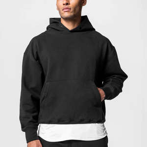 Sweat à capuche personnalisé d'hiver à boutons lourds 100% coton polaire pull épaule tombante Boxy surdimensionné coupe normale Hip Hop Streetwear - Product Image 1