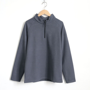 ผู้ผลิต BSCI รับผลิตขั้นต่ำน้อย เสื้อแขนยาวทรงวาฟเฟิล คอสูงครึ่งตัว ซิปหน้า ดีไซน์เรียบง่ายทันสมัย สำหรับฤดูใบไม้ร่วงและฤดูหนาว - Product Image 1