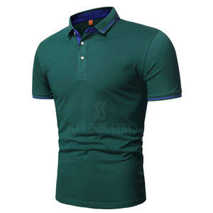 100% algodón para hombre para Polo Camiseta cómoda de secado rápido patrón sólido Material de punto - Product Image 2