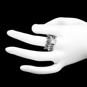 Anillo de Mujer con Piedras Decorativas - Plata - Blanco - Product Image 2