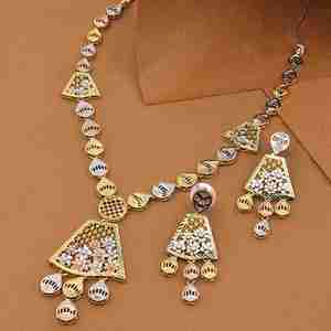 Colliers en or plaqué trois tons en gros, colliers tricolores, bijoux de mode, colliers en or multicolores, bijoux trois tons. - Product Image 1