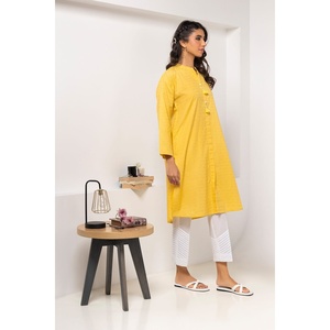 Camisa Formal Vintage de Lino 100% Teñido Dobby Amarillo para Mujer con Logotipo Bordado, Talla XL, para la Temporada de Otoño - Product Image 5