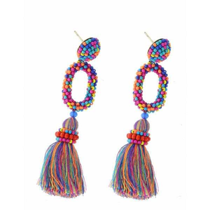 Eco-Friendly <b>Glass</b> Seed Bead Drop Earrings Intricate Embroidery Design Fashion Beaded Earrings for Women and <b>Girls</b> - Product Image 3