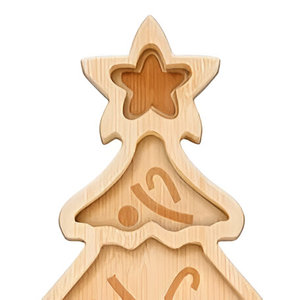 High Quality <b>Christmas</b> <b>Tree</b> Wood Carved Snacks Serving Platter For <b>Christmas</b> Party - Product Image 3