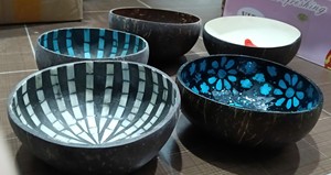 Nueva llegada de Vitrapro, conjunto de regalo artesanal con logotipo personalizable, cuenco de concha Natural sostenible, cuenco de coco de diseño Vintage - Product Image 5