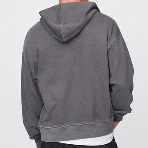 Sudadera con capucha y cremallera de ajuste regular para hombre, Sudadera de felpa personalizada lavada de algodón orgánico, chaqueta con capucha y media cremallera, chaqueta con capucha de invierno Vintage High - Product Image 5