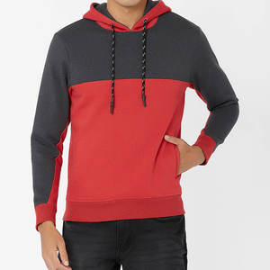 Sweat à capuche pour homme de qualité supérieure, couleur rouge charbon |   Pull en molleton moderne à blocs de couleurs |   Vêtements de rue urbains en coton 100% doux et luxueux pour l'hiver - Product Image 1