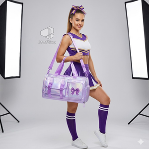 Sac de sport spacieux personnalisé holographique pour cheerleading avec logo personnalisé, sac de week-end pour filles pour l'entraînement de danse et les voyages - Product Image 6