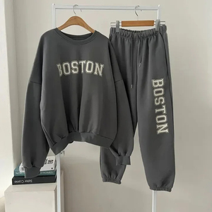 Sudadera con capucha informal al por mayor para mujer, conjunto de 2 piezas, Kimono deportivo con forro polar y cuello para Primavera, Otoño/Invierno, patrón sólido - Product Image 3