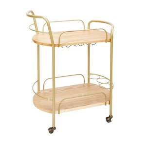 Chariot de service de nourriture à cadre en métal de couleur or de conception antique Chariot de taille et de forme personnalisées pour l'usage de restaurant - Product Image 3