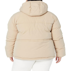 Veste matelassée à capuche pour femme, manteau d'hiver isolé, vêtement d'extérieur chaud et rembourré, élégant, beige, avec fermeture à boutons-pression - Product Image 6