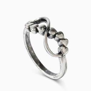 Jeulia Sterling Silver Infinity Heart <b>Couple</b> <b>Ring</b> with Pearl - Product Image 3