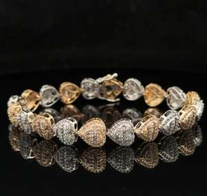 Pulsera de corazón de oro y diamantes de 10K, regalo para ella, joyería de la suerte, pulsera de fe brillante delicada para mujer - Product Image 1