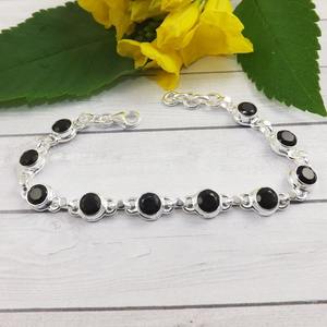 Solid 925 Sterling Silver Bracelet Handmade <b>Fine</b> Silver Jewelry with Black Onyx Gemstone Gold Plated Wedding Gift - Product Image 3