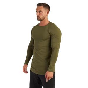 Camiseta de manga larga con estampado personalizado de doble capa lavada estética para hombre, camisas de manga doble con MOQ bajo para hombre - Product Image 5