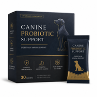 Poudre Probiotique Canine en Vrac OEM Sachets de Probiotiques pour Chiens 2,5 Milliards d'UFC Synbiotiques Enzymes Digestives Fibres de Citrouille Lot de 30