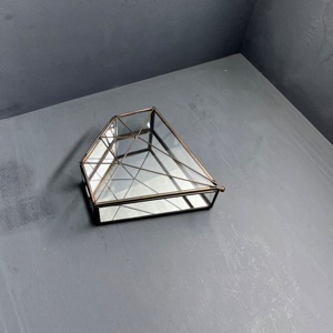 Ensemble de 3 boîtes à bijoux, boîte de rangement, organisateur, forme de diamant, design unique, en métal, verre et miroir - Product Image 5
