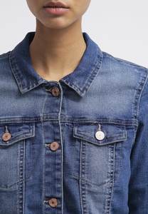 Precio de fábrica, chaqueta vaquera de mezclilla azul medio para mujer, bolsillos en el pecho y cierre de botones, diseñada para mujer, comodidad para todas las estaciones - Product Image 6