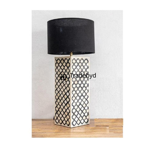 Lampe LED élégante en os incrusté, faite à la main, éclairage décoratif de table pour salon, chambre, hôtel, Tradebyd E26 AC, écologique - Product Image 4