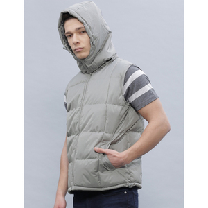 Chaqueta acolchada para hombre con servicio OME personalizada al por mayor, ecológica, impermeable, naranja, manga regular, con capucha y soporte, reversible - Product Image 2