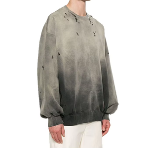 2026 High Quality Acid Wash Pullover <b>Sweatshirts</b> for <b>Men</b> Embroidered Cotton <b>Crewneck</b> Winter Fleece From Pakistan - Product Image 5